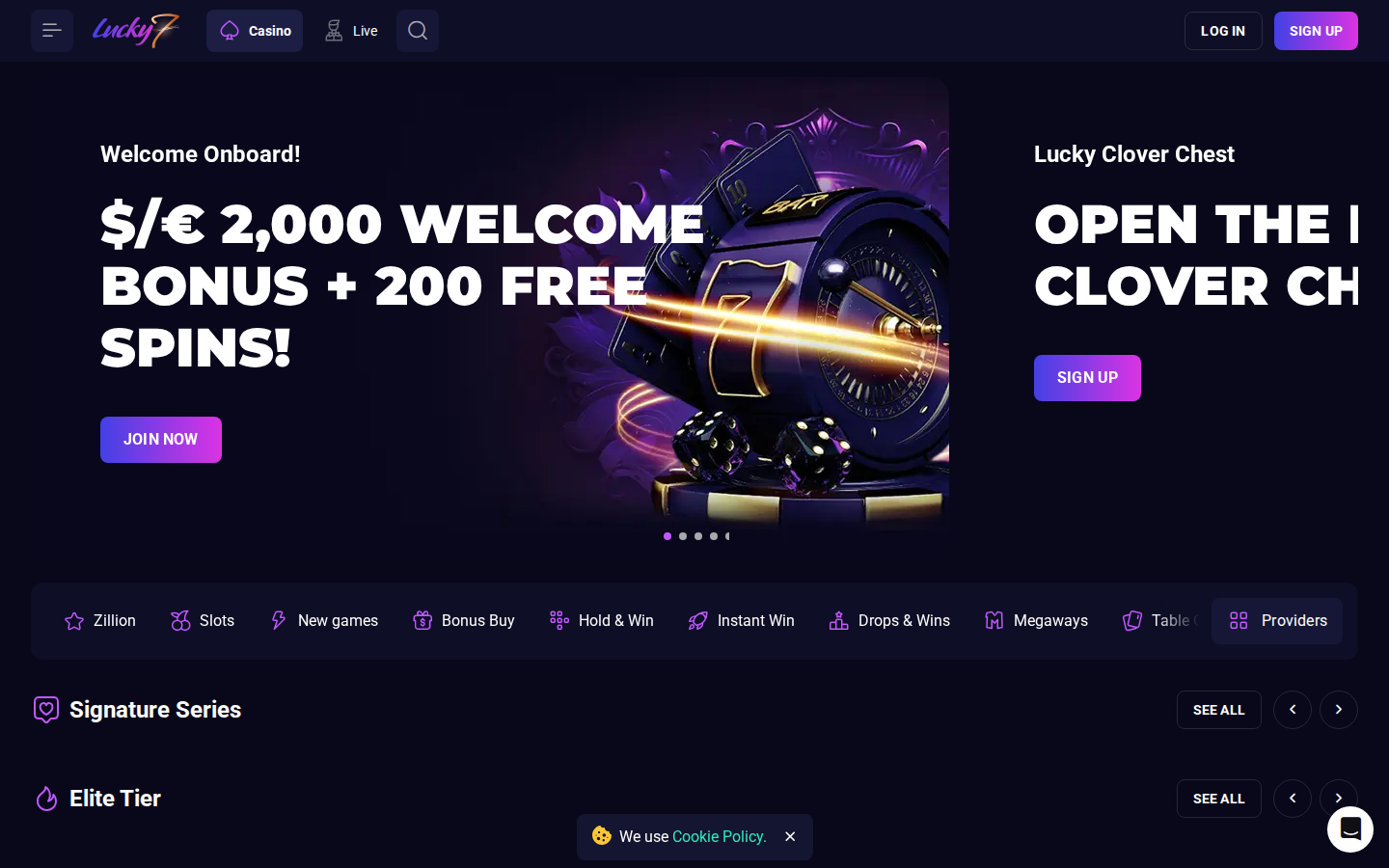 Lucky7Even homepage screenshot